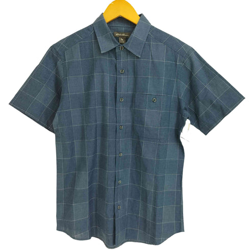 エディーバウアー Eddie Bauer リネン混 チェック 半袖シャツ メンズ JPN:XS