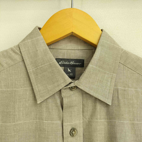 エディーバウアー Eddie Bauer リネン混 チェック 半袖シャツ メンズ JPN:XS