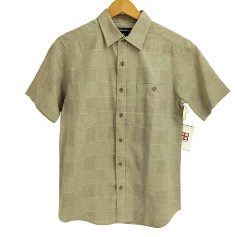エディーバウアー Eddie Bauer リネン混 チェック 半袖シャツ メンズ JPN:XS