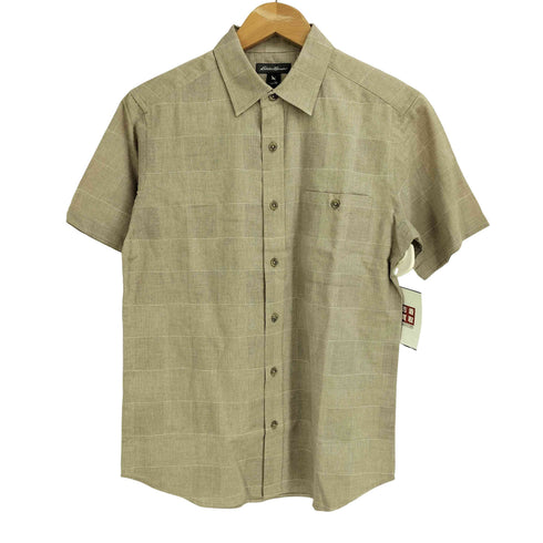 エディーバウアー Eddie Bauer リネン混 チェック 半袖シャツ メンズ JPN:XS