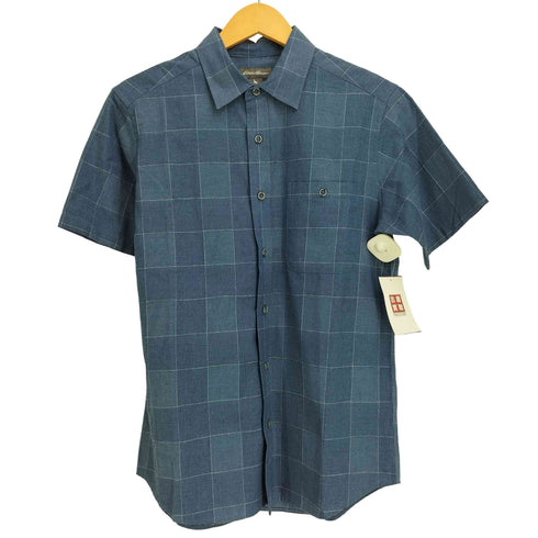 エディーバウアー Eddie Bauer リネン混 チェック 半袖シャツ メンズ JPN:XS