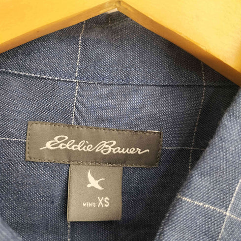 エディーバウアー Eddie Bauer リネン混 チェック 半袖シャツ メンズ JPN:XS