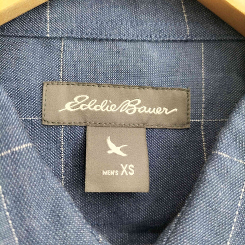エディーバウアー Eddie Bauer リネン混 チェック 半袖シャツ メンズ JPN:XS