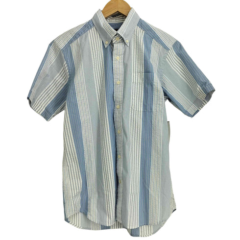 エディーバウアー Eddie Bauer シアサッカー ストライプ ボタンダウン 半袖シャツ メンズ JPN:XS