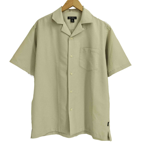 エディーバウアー Eddie Bauer シアサッカー ストライプ ボックス 開襟 半袖シャツ メンズ JPN:XS