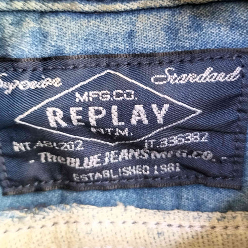 リプレイ REPLAY インディゴ ウエスタンシャツ メンズ import:L