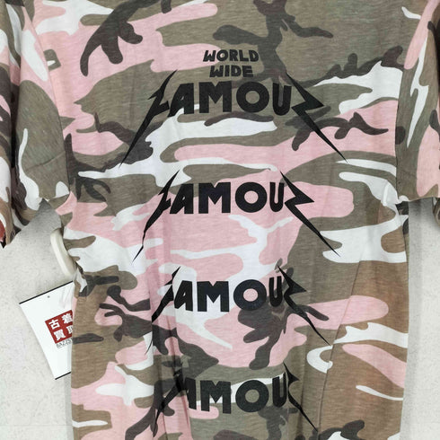 ワールドワイドフェイマス WORLD WIDE FAMOUS フロント刺繍カモ柄Tシャツ メンズ S