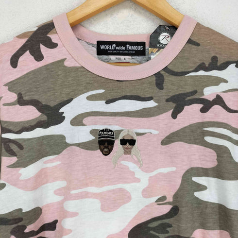 ワールドワイドフェイマス WORLD WIDE FAMOUS フロント刺繍カモ柄Tシャツ メンズ S