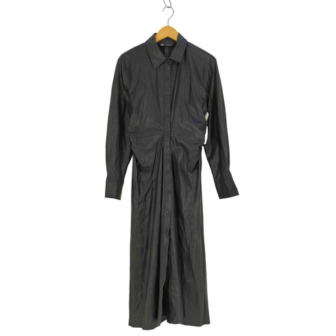 ザラ ZARA フェイクレザー シャツワンピース レディース import:L