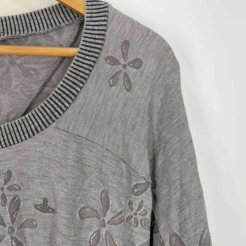 ヴィヴィアンウエストウッドレッドレーベル Vivienne Westwood RED LABEL 総柄 ロゴ刺繍 コットンリヨセル ニット Tシャツ レディース 2