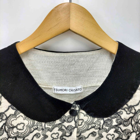 ツモリチサト TSUMORI CHISATO べルベット 切り替え フラワー ステッチ トップ レディース JPN:2