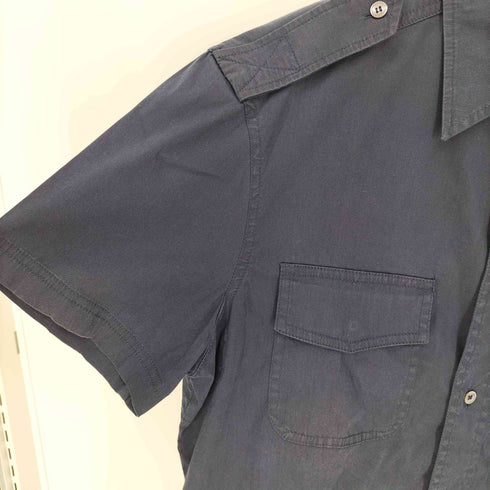 プラダ PRADA PRADA SPORT イタリア製 ラウンドカット エポレット ストレッチ S/S シャツ メンズ import:M