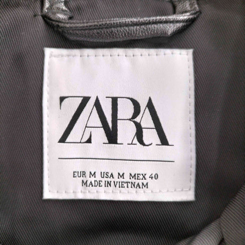 ザラ ZARA フェイクレザー切り替え フルジップ ナイロンジャケット メンズ import:M