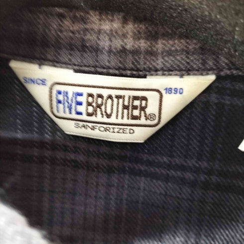 ファイブブラザー FIVE BROTHER ライトオンスネルチェックワークシャツ/ブラックオンブレ メンズ import:L