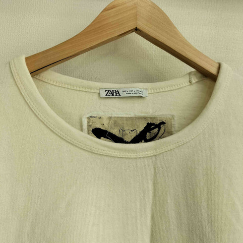 ザラ ZARA クルーネック バイカラー アートプリント 長袖 Tシャツ メンズ L