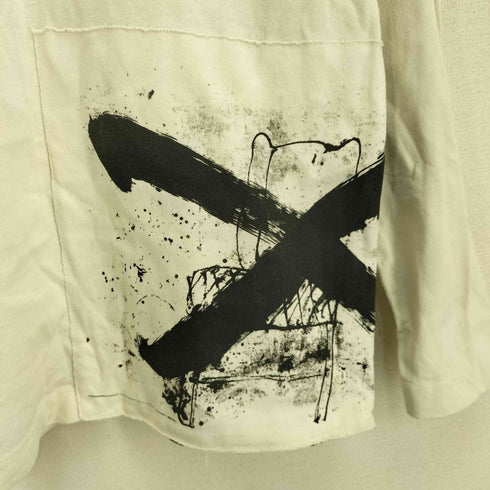 ザラ ZARA クルーネック バイカラー アートプリント 長袖 Tシャツ メンズ L