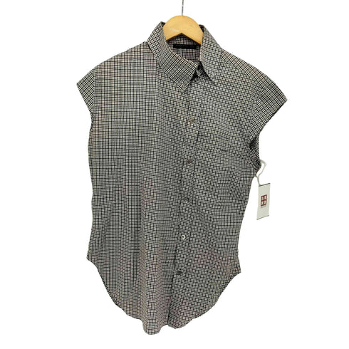 アレキサンダーマックイーン Alexander McQueen 90s 初期タグ チェック柄 ねじれ ノースリーブシャツ archive メンズ JPN:48