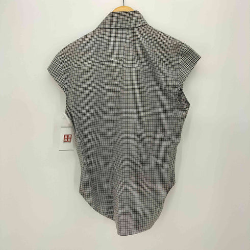 アレキサンダーマックイーン Alexander McQueen 90s 初期タグ チェック柄 ねじれ ノースリーブシャツ archive メンズ JPN:48