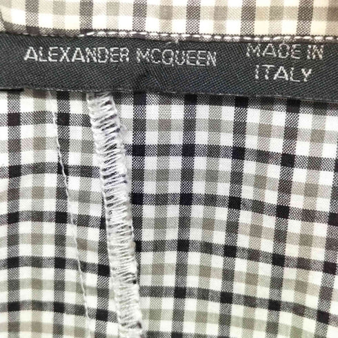 アレキサンダーマックイーン Alexander McQueen 90s 初期タグ チェック柄 ねじれ ノースリーブシャツ archive メンズ JPN:48