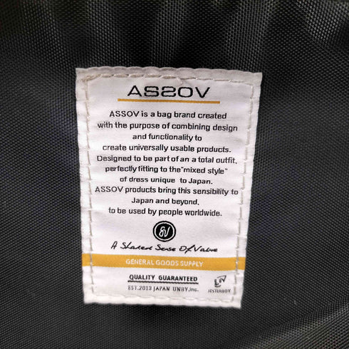 アッソブ ASSOV ウォータープルーフ コーデュラ ラウンドジップ バックパック メンズ