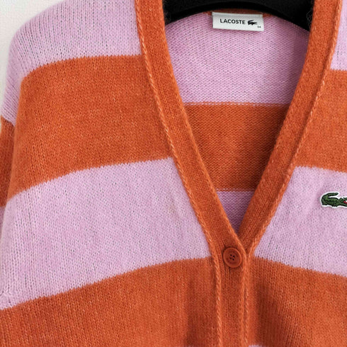 ラコステ LACOSTE アルパカブレンドVネックストライプカーディガン レディース FR:34
