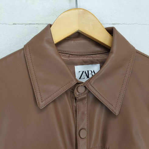 ザラ ZARA ベルテッド フェイクレザーロングシャツ レディース JPN:S