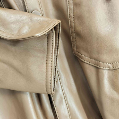 ザラ ZARA ベルテッド フェイクレザーロングシャツ レディース JPN:S