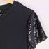 ローレンラルフローレン LAUREN RALPH LAUREN 袖スパンコール ストレッチ クルーネックTシャツ レディース import:S