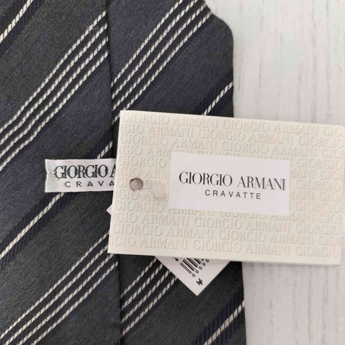 ジョルジオアルマーニ Giorgio Armani シルク混ウール ストライプ柄ネクタイ メンズ