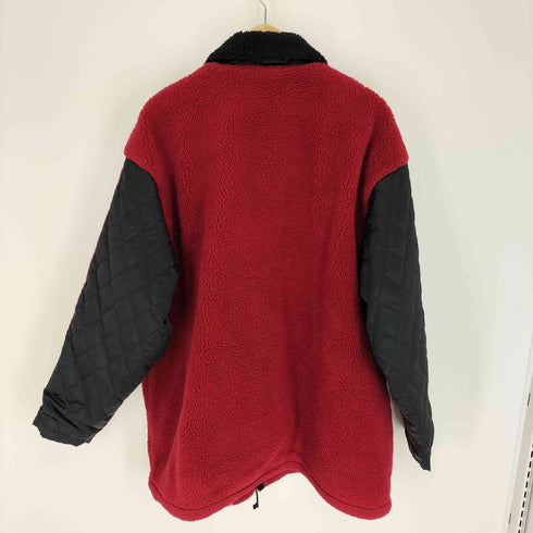 アディダス adidas 80-90S デサント製 金タグ ロゴ ワッペン トレフォイル ロゴ ジップ アーム キルティング ジップアップ ボア フリース ジャケット メンズ L-O