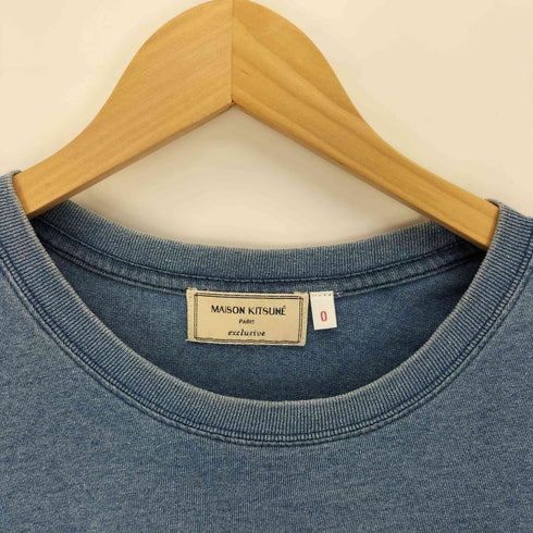 メゾンキツネ MAISON KITSUNE 別注 インディゴ染め フォックス ロゴ 刺繍 S/S ポケット Tシャツ メンズ 0