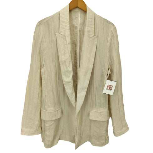 ザラ ZARA シワ加工 ボタンレス テーラードジャケット レディース import:L