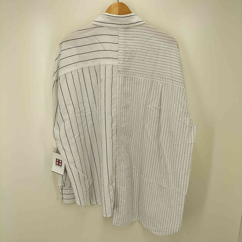 ザラ ZARA ビッグシルエット L/S レギュラーカラー ドッキング マルチストライプ シャツ レディース import:XL