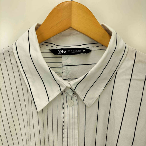 ザラ ZARA ビッグシルエット L/S レギュラーカラー ドッキング マルチストライプ シャツ レディース import:XL