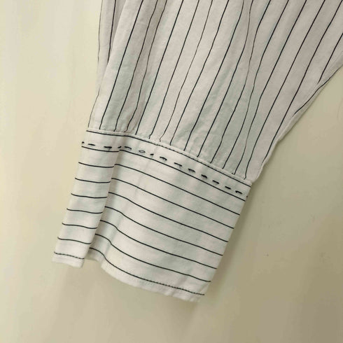 ザラ ZARA ビッグシルエット L/S レギュラーカラー ドッキング マルチストライプ シャツ レディース import:XL