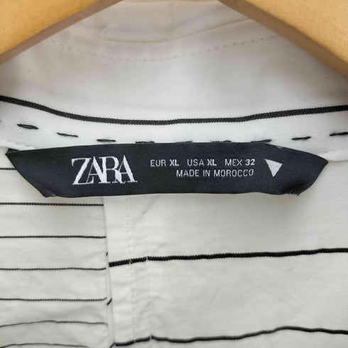 ザラ ZARA ビッグシルエット L/S レギュラーカラー ドッキング マルチストライプ シャツ レディース import:XL