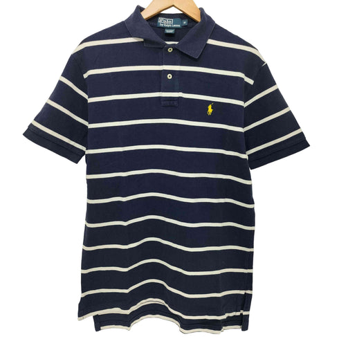 ポロバイラルフローレン Polo by RALPH LAUREN 90S ポニー刺繍 鹿の子 ボーダー ポロシャツ メンズ import:M