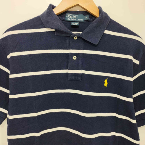 ポロバイラルフローレン Polo by RALPH LAUREN 90S ポニー刺繍 鹿の子 ボーダー ポロシャツ メンズ import:M