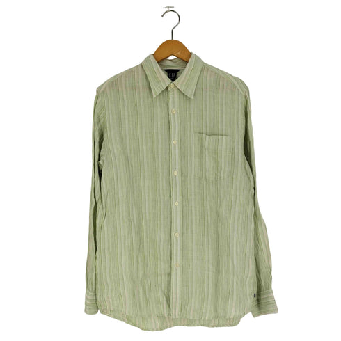 ギャップ Gap 00s OLD オールド リネン ストライプ シャツ メンズ import:M