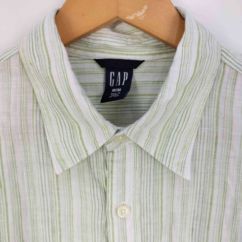 ギャップ Gap 00s OLD オールド リネン ストライプ シャツ メンズ import:M