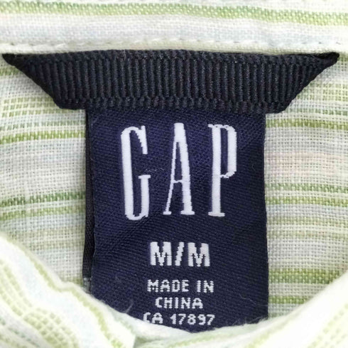 ギャップ Gap 00s OLD オールド リネン ストライプ シャツ メンズ import:M