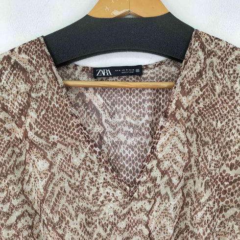 ザラ ZARA パイソン柄ティアードワンピース レディース import:M
