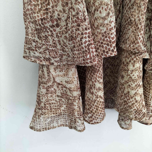 ザラ ZARA パイソン柄ティアードワンピース レディース import:M
