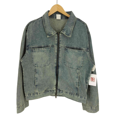 ジップアップ ダブルジップ デニム ジャケット レディース import:L