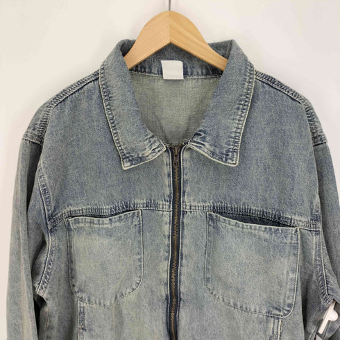 ジップアップ ダブルジップ デニム ジャケット レディース import:L