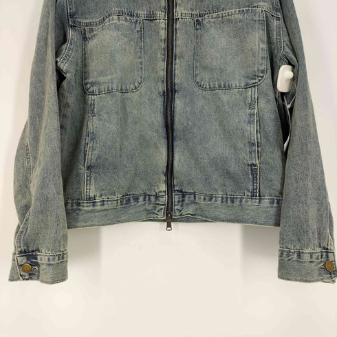 ジップアップ ダブルジップ デニム ジャケット レディース import:L