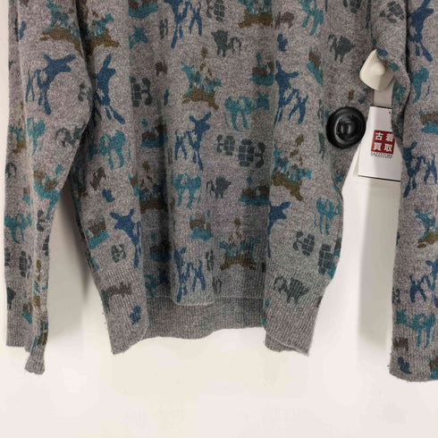 コムデギャルソンオム COMME des GARCONS HOMME AD2003 プリント加工 アニマル 総柄 ウール ナイロン ニット セーター メンズ