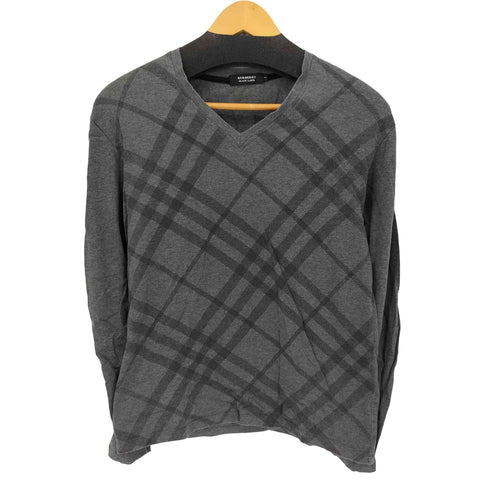 バーバリーブラックレーベル BURBERRY BLACK LABEL ノバチェック Vネック L/S カットソー メンズ JPN:2