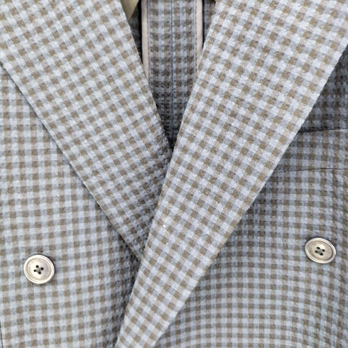 ミスタージェントルマン MISTERGENTLEMAN ESSENTIAL シアサッカー ギンガムチェック ダブルテーラードジャケット メンズ JPN:XXL