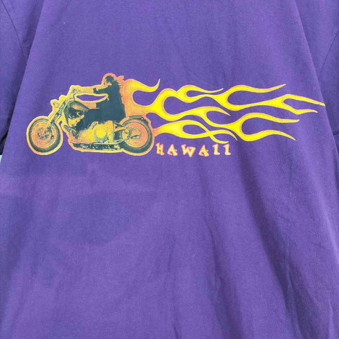 USA製 HAWAII ファイヤーバイク プリント 半袖Tシャツ カットソー メンズ JPN:M